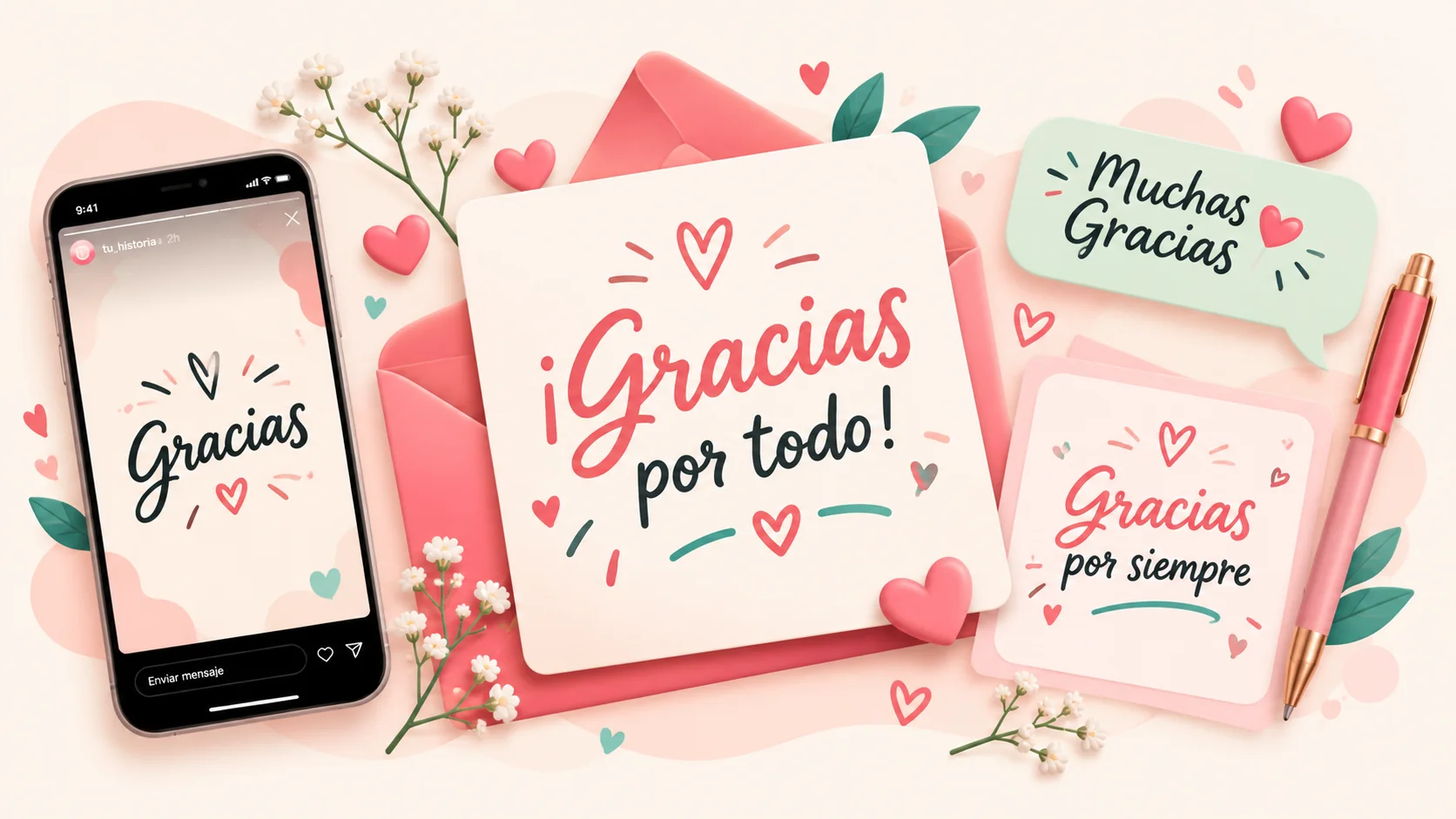 Notas de agradecimiento con letras bonitas para copiar y pegar