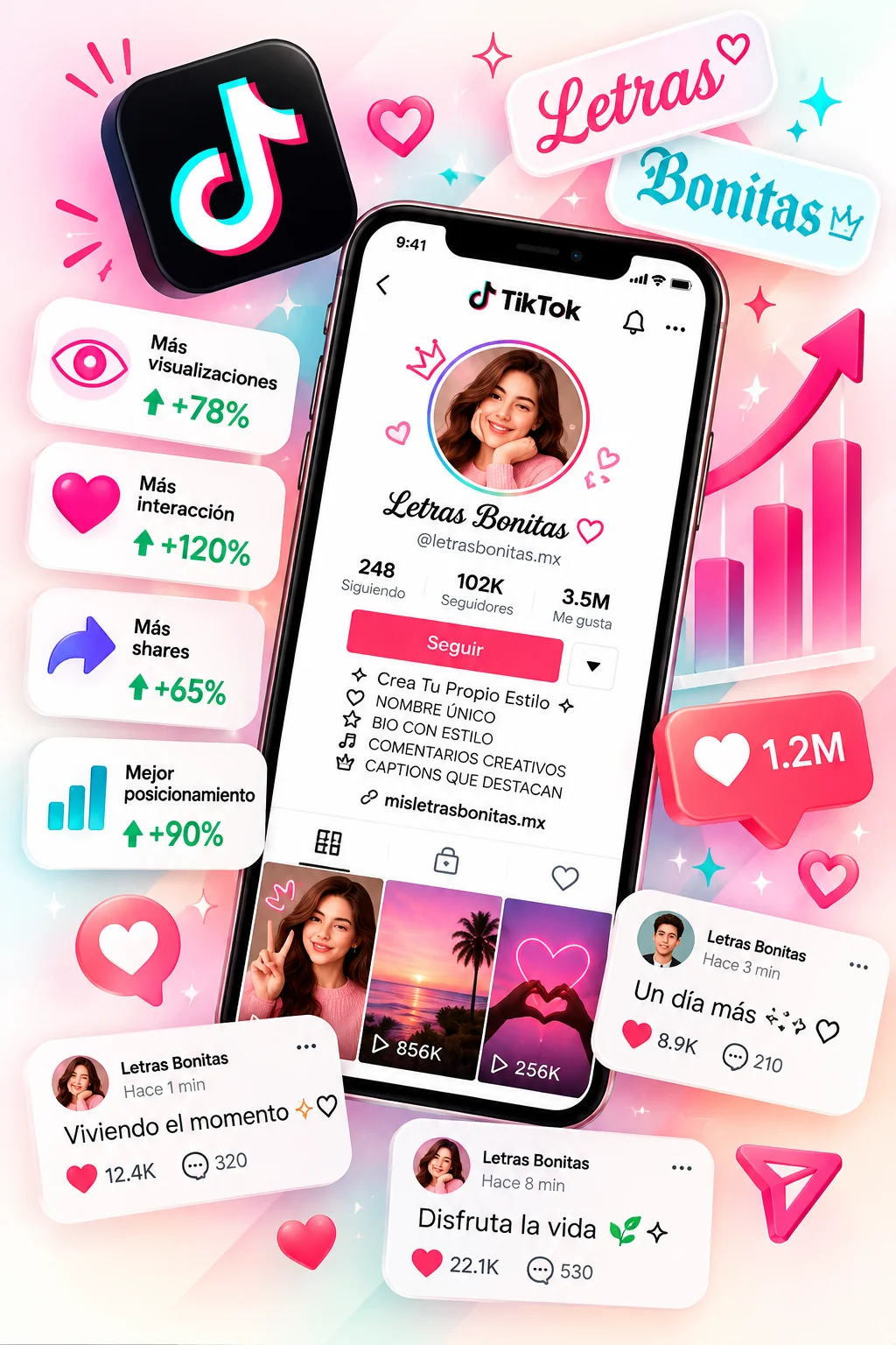 Letras para TikTok con perfil personalizado, estilos Unicode y contenido creativo para copiar y pegar